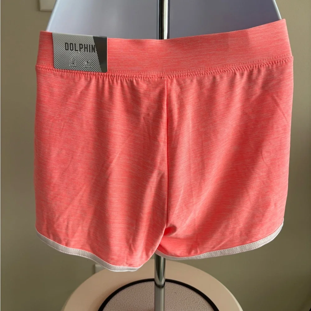 Justice Coral Heather Athletic Shorts with White Trim